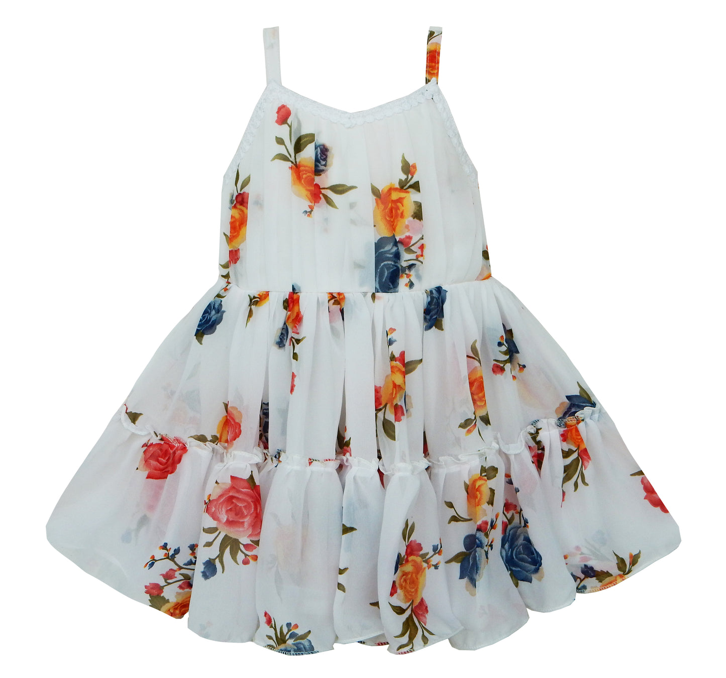 Girls Floral Printed Strappy Dress