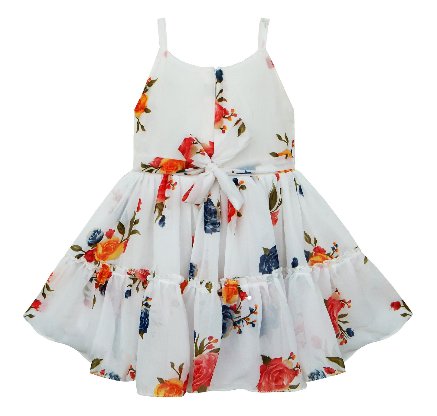 Girls Floral Printed Strappy Dress