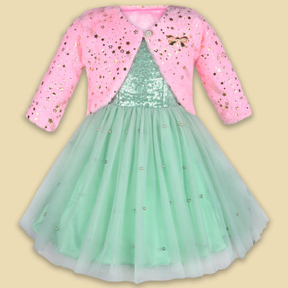 Girls Embellished Fit and Flare Frock Dress