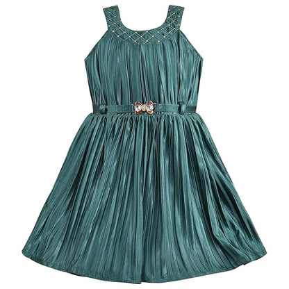 Girls Solid Fit and Flare Frock Dress