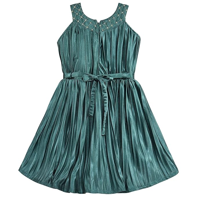 Girls Solid Fit and Flare Frock Dress