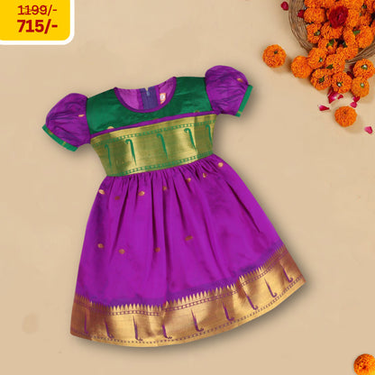 Girls Traditional Zari Border Ethnic Dress