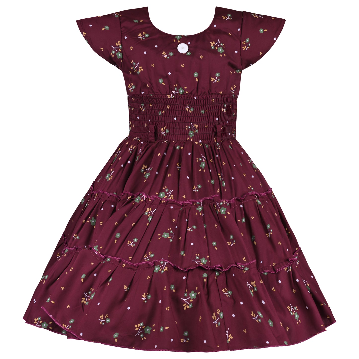 Girls Cap Sleeve Rayon Fabric A-Line Frock Dress