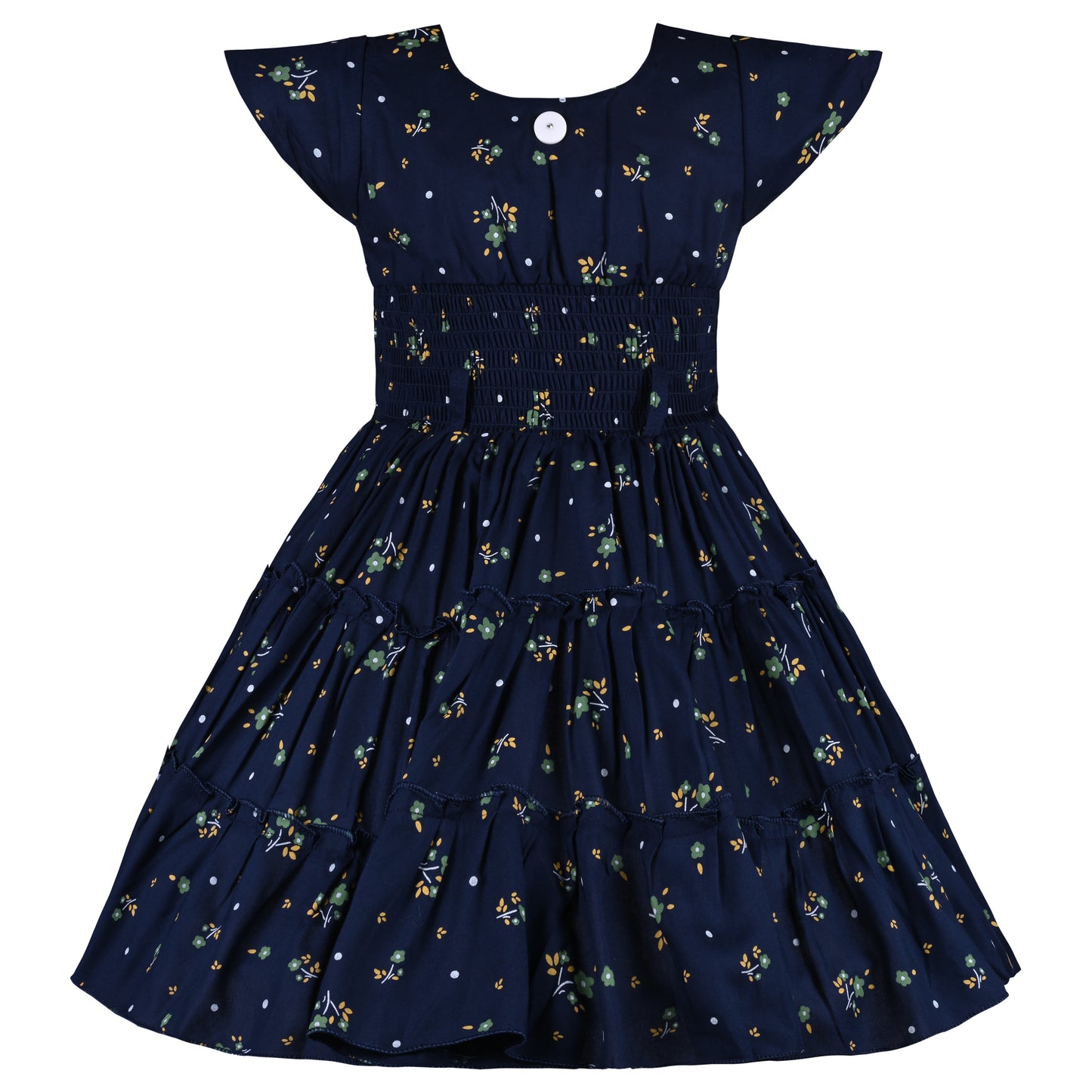 Girls Cap Sleeve Rayon Fabric A-Line Frock Dress