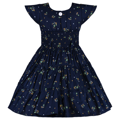 Girls Cap Sleeve Rayon Fabric A-Line Frock Dress