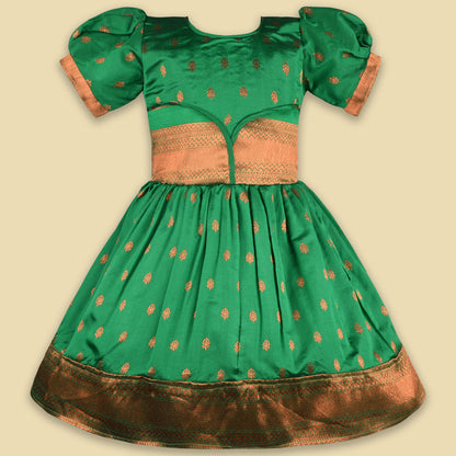 Girls Silk Pattu Pavadai Flare Ethnic Dress