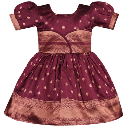 Girls Silk Pattu Pavadai Flare Ethnic Dress