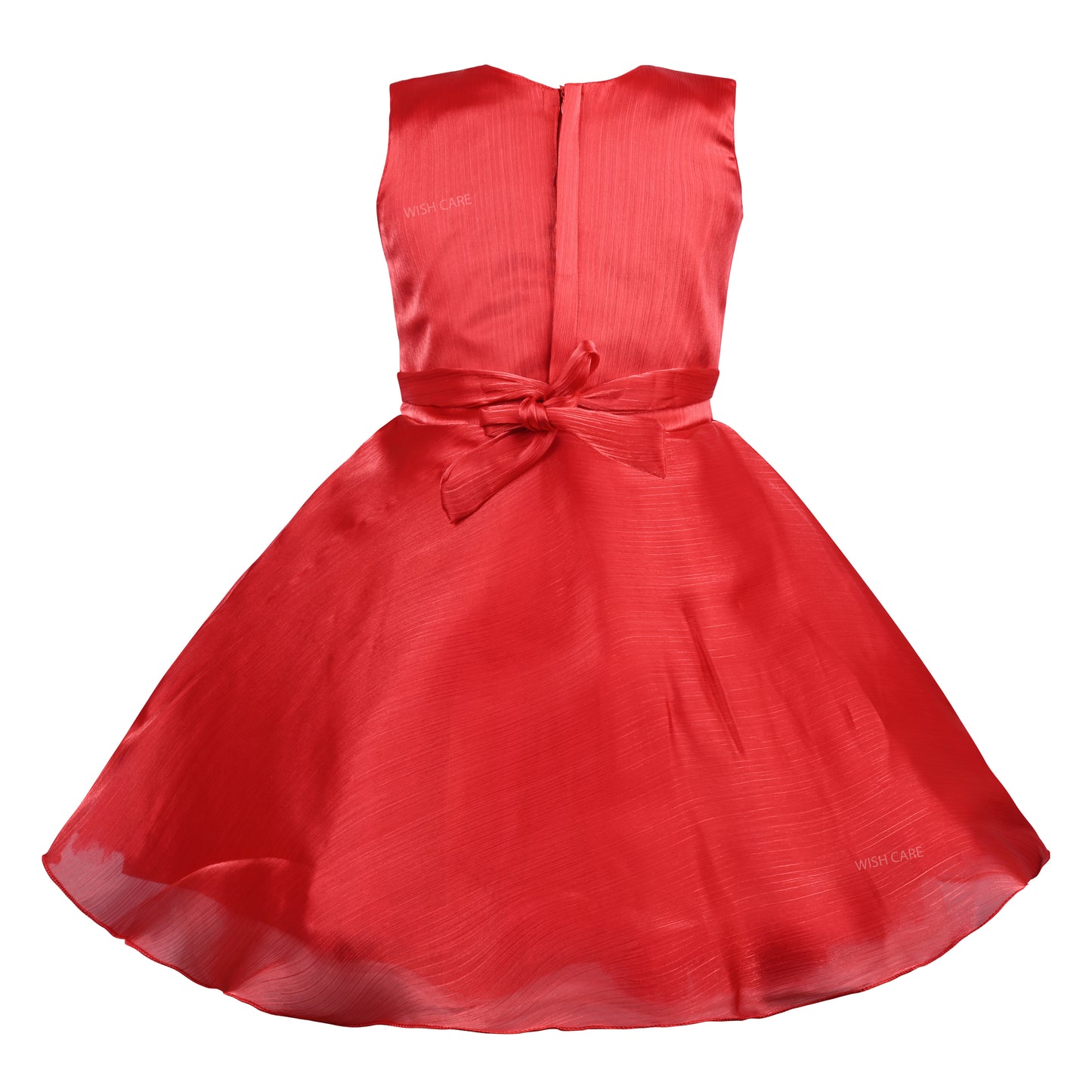 Girls Solid Pleated Satin Fit and Flare Frock Dress