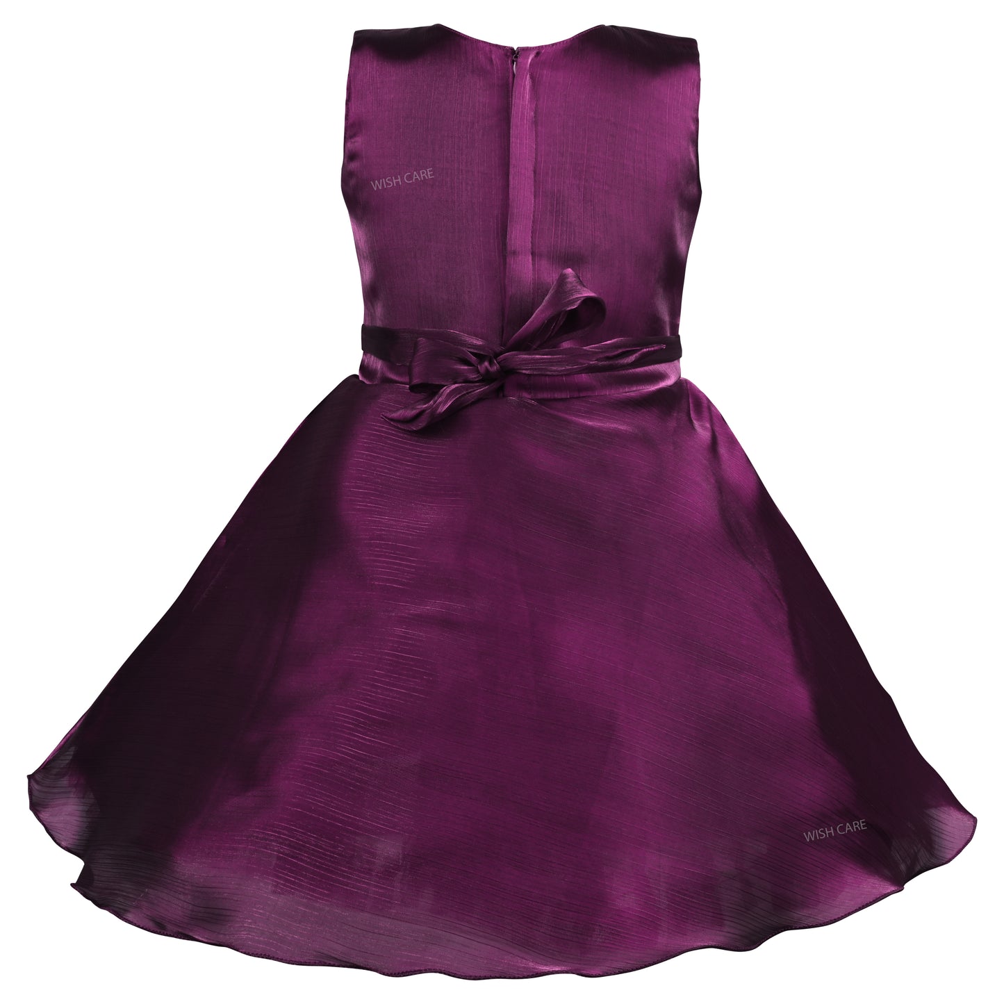 Girls Solid Pleated Satin Fit and Flare Frock Dress