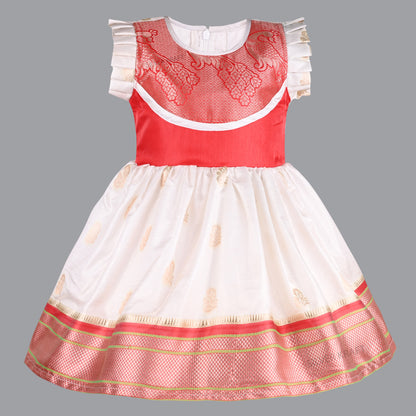 Girls Woven Design Onam Dress