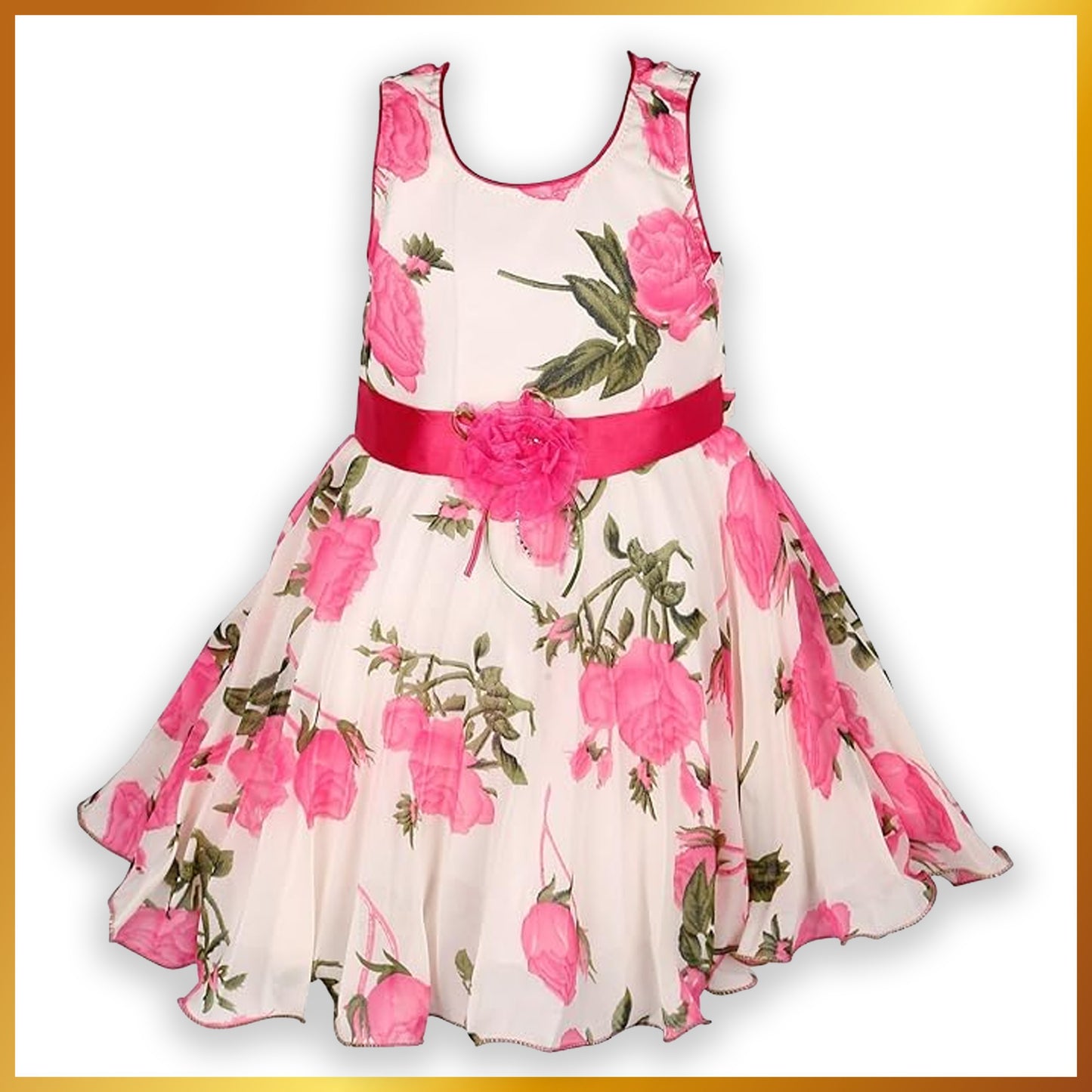 Pink Floral Printed Flower Dress