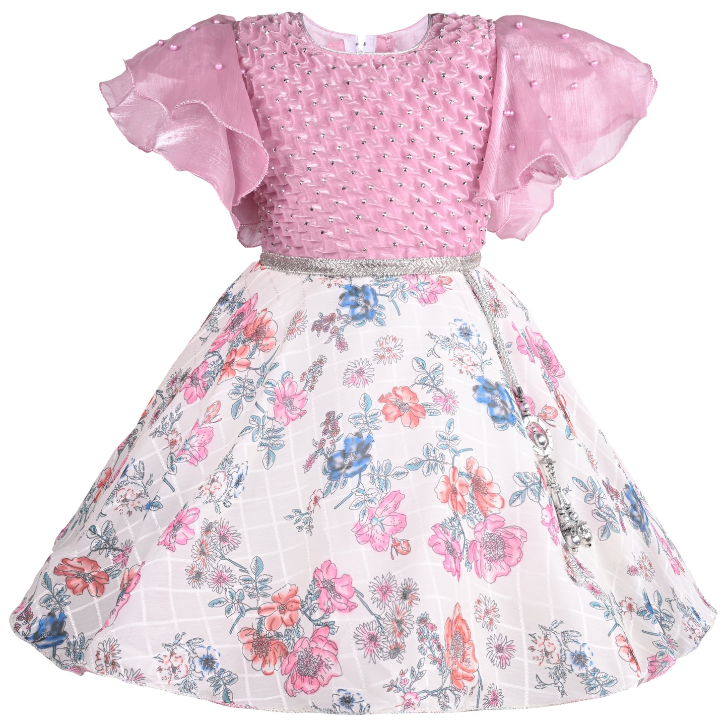 Girls Floral Print Fit and Flare Frock Dress