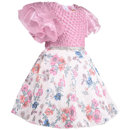 Girls Floral Print Fit and Flare Frock Dress