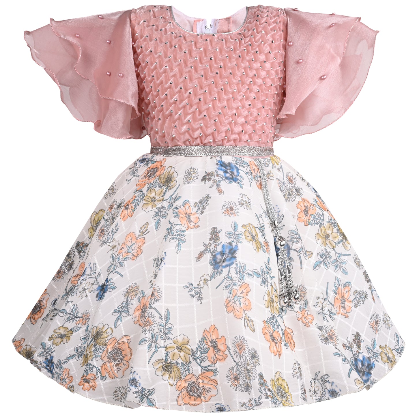 Girls Floral Print Fit and Flare Frock Dress