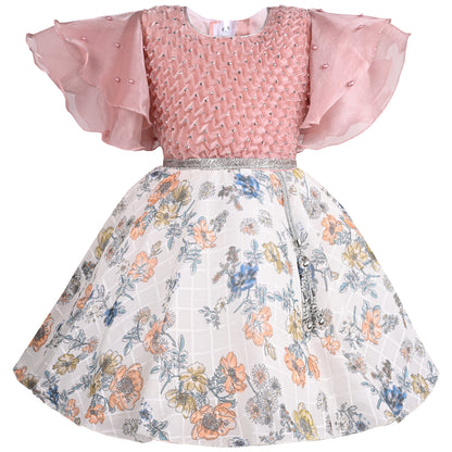 Girls Floral Print Fit and Flare Frock Dress