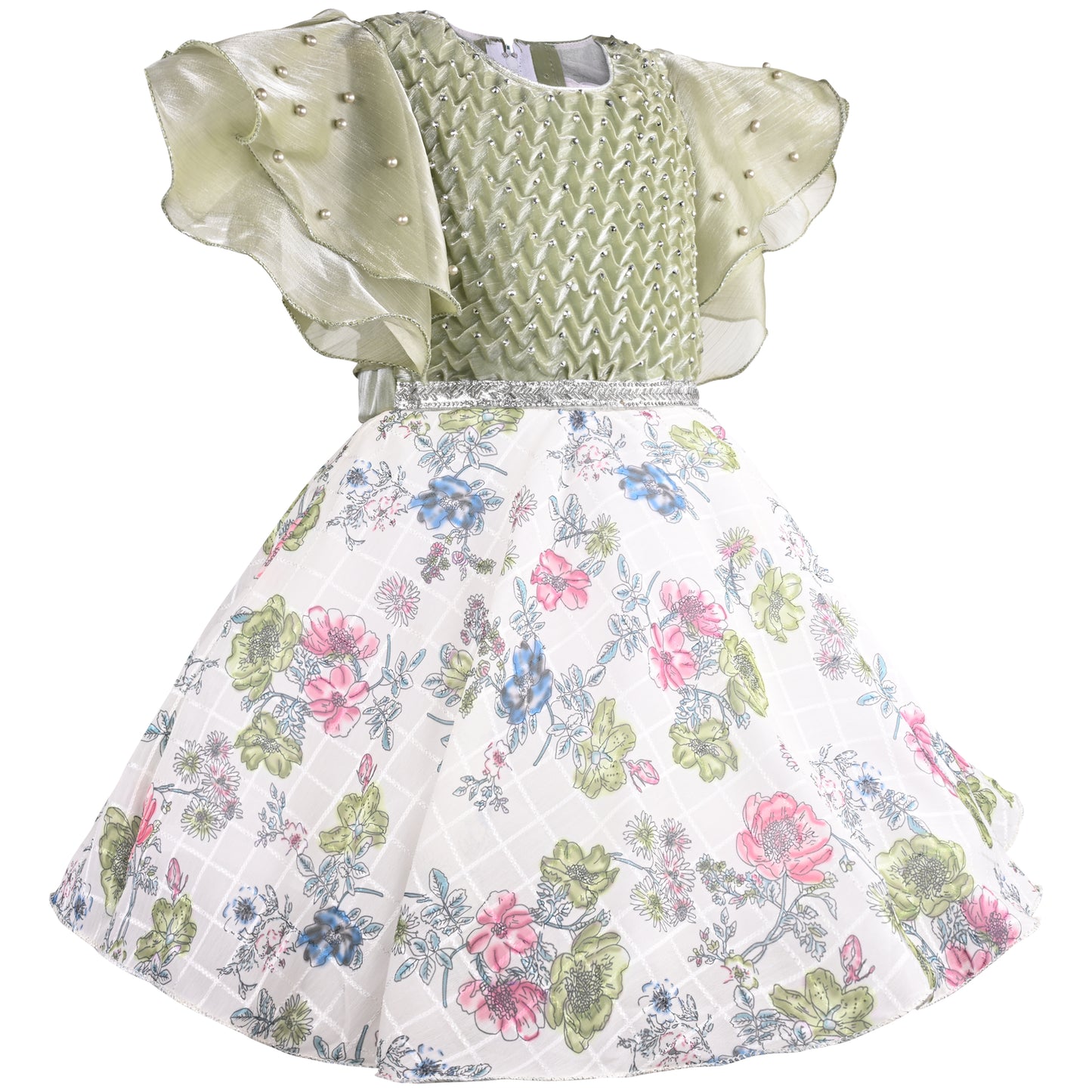 Girls Floral Print Fit and Flare Frock Dress