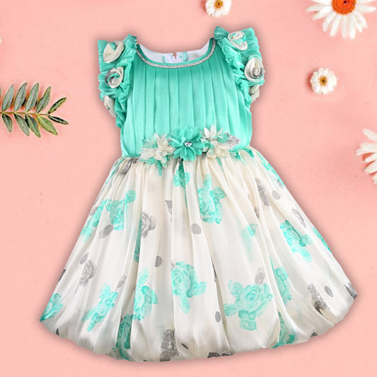 Girls Fit and Flare Floral Print Frock Dress