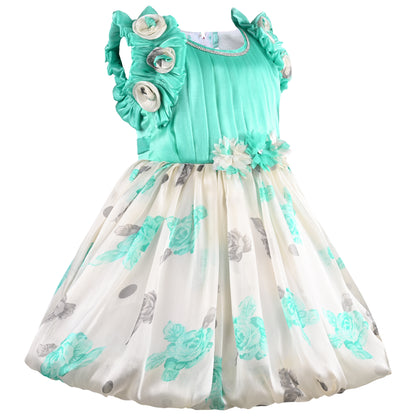 Girls Fit and Flare Floral Print Frock Dress