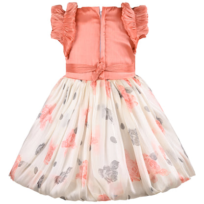 Girls Fit and Flare Floral Print Frock Dress