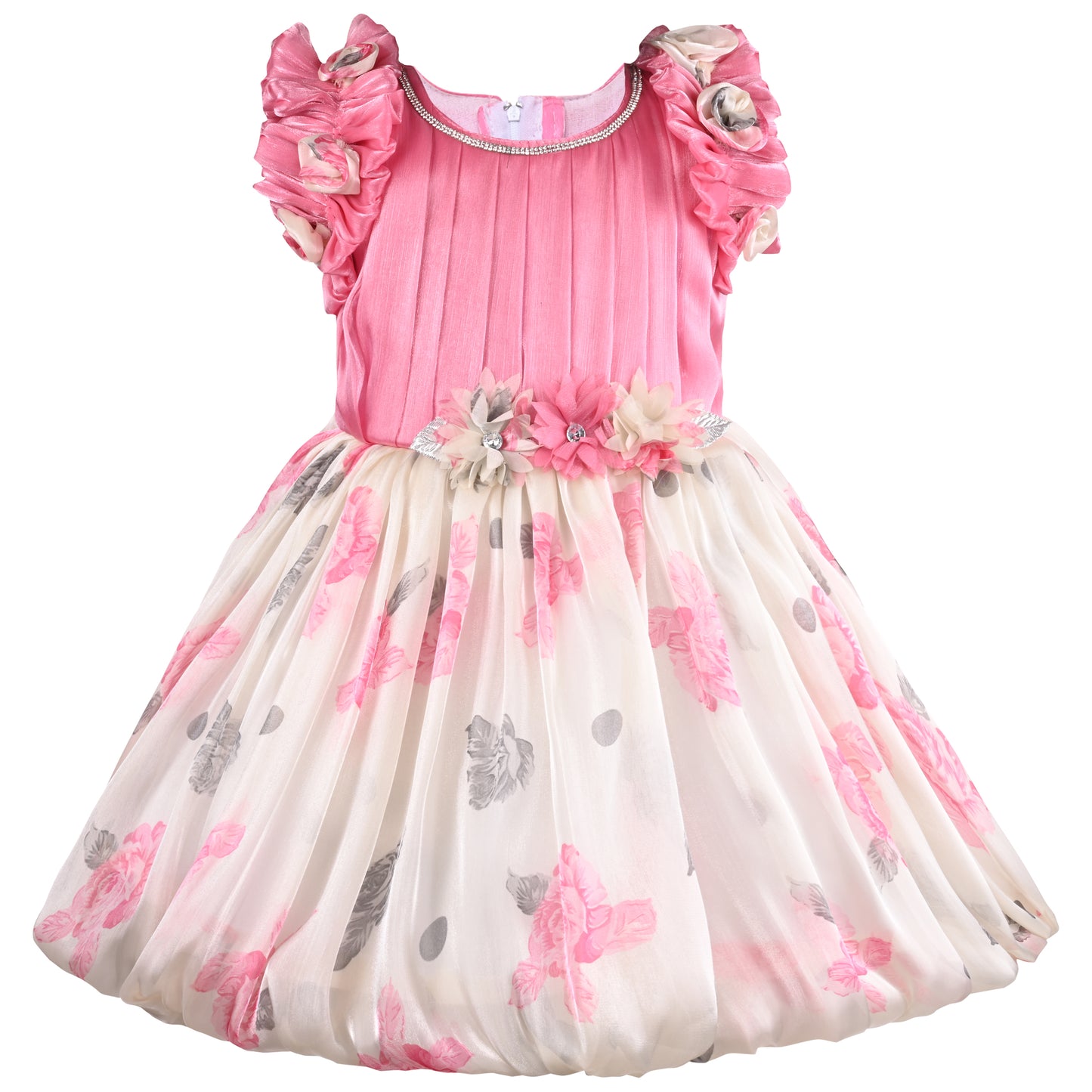 Girls Fit and Flare Floral Print Frock Dress