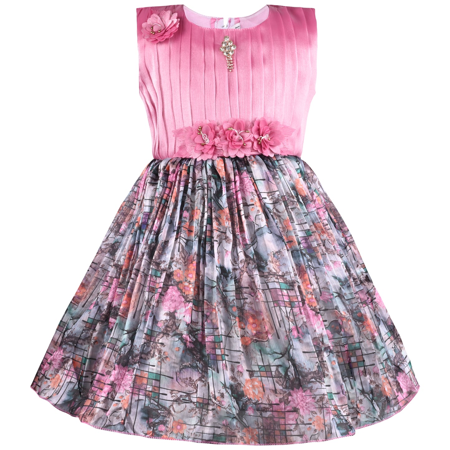 Girls Floral Print Fit and Flare Frock Dress