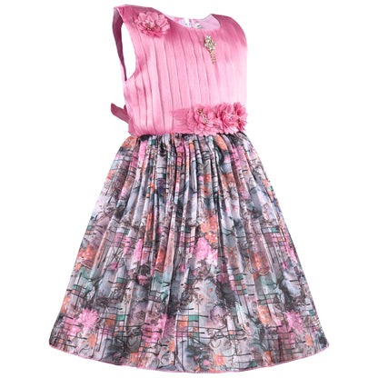 Girls Floral Print Fit and Flare Frock Dress