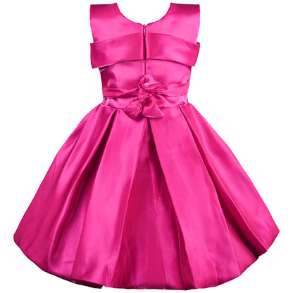 Girls Solid Pleated Fit and Flare Frock Dress