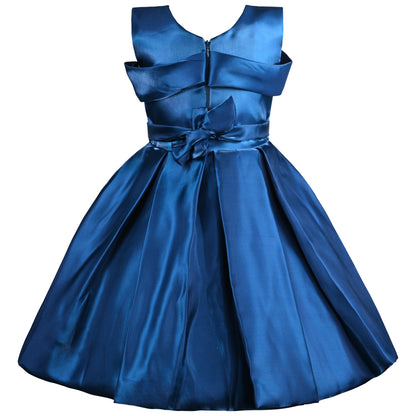 Girls Solid Pleated Fit and Flare Frock Dress