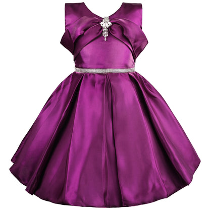 Girls Solid Pleated Fit and Flare Frock Dress