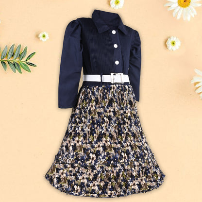 Baby Girls Floral Pleated Skirt/Full Sleeve