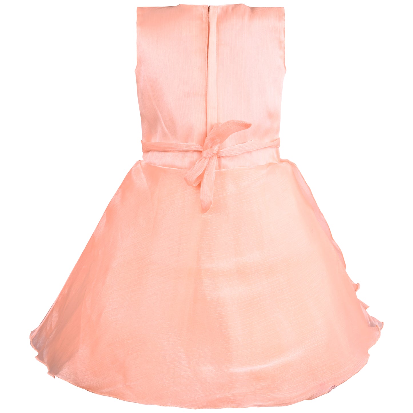 Girls Solid Pleated Satin Fit and Flare Frock Dress