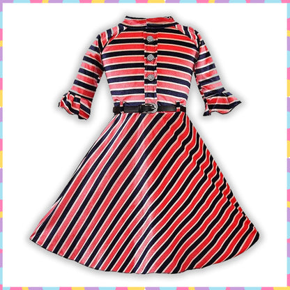 Girls A-line Striped Velvet Party dress