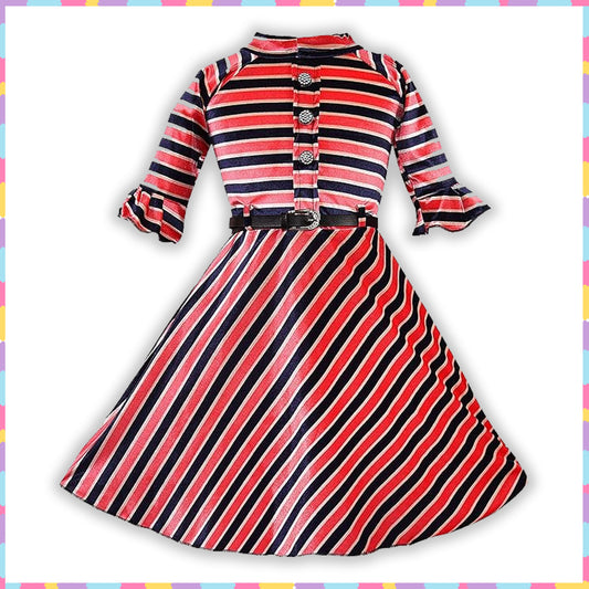 Girls A-line Striped Velvet Party dress