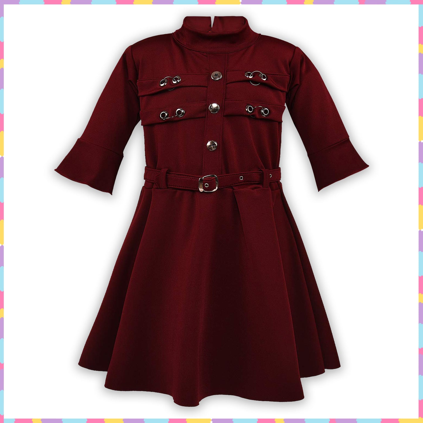 Girls A-Line Maroon Colour Dress