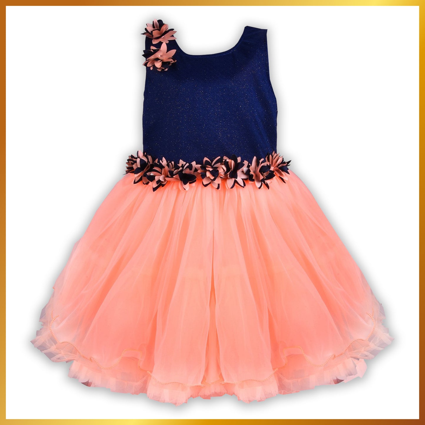 Girls Frock With Flower Design