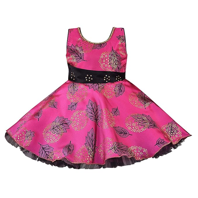 Girls Full Sleeve Floral Print Fit and Flare Frock Dress