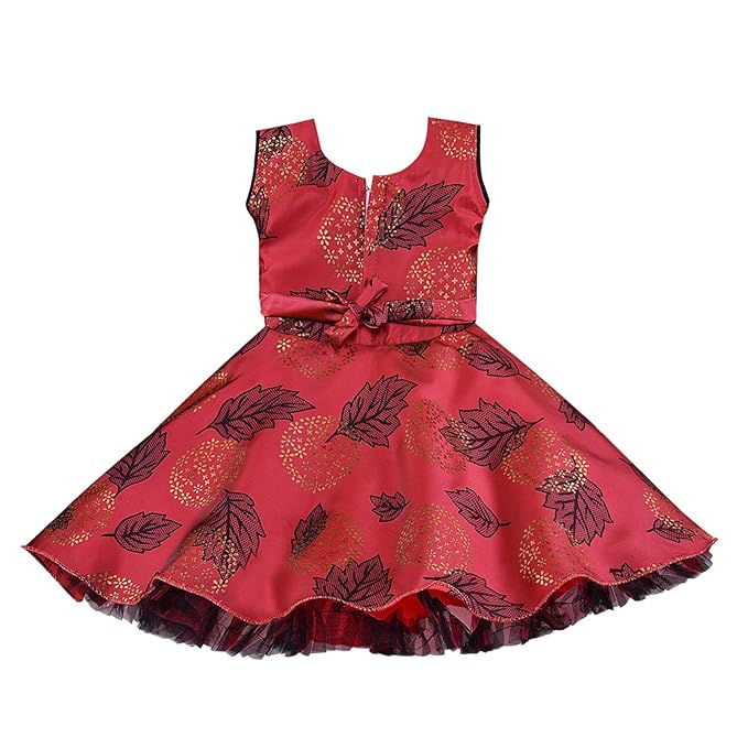 Girls Full Sleeve Floral Print Fit and Flare Frock Dress