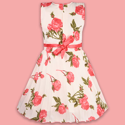 Girls Full Sleeve Floral Print Fit and Flare Frock Dress