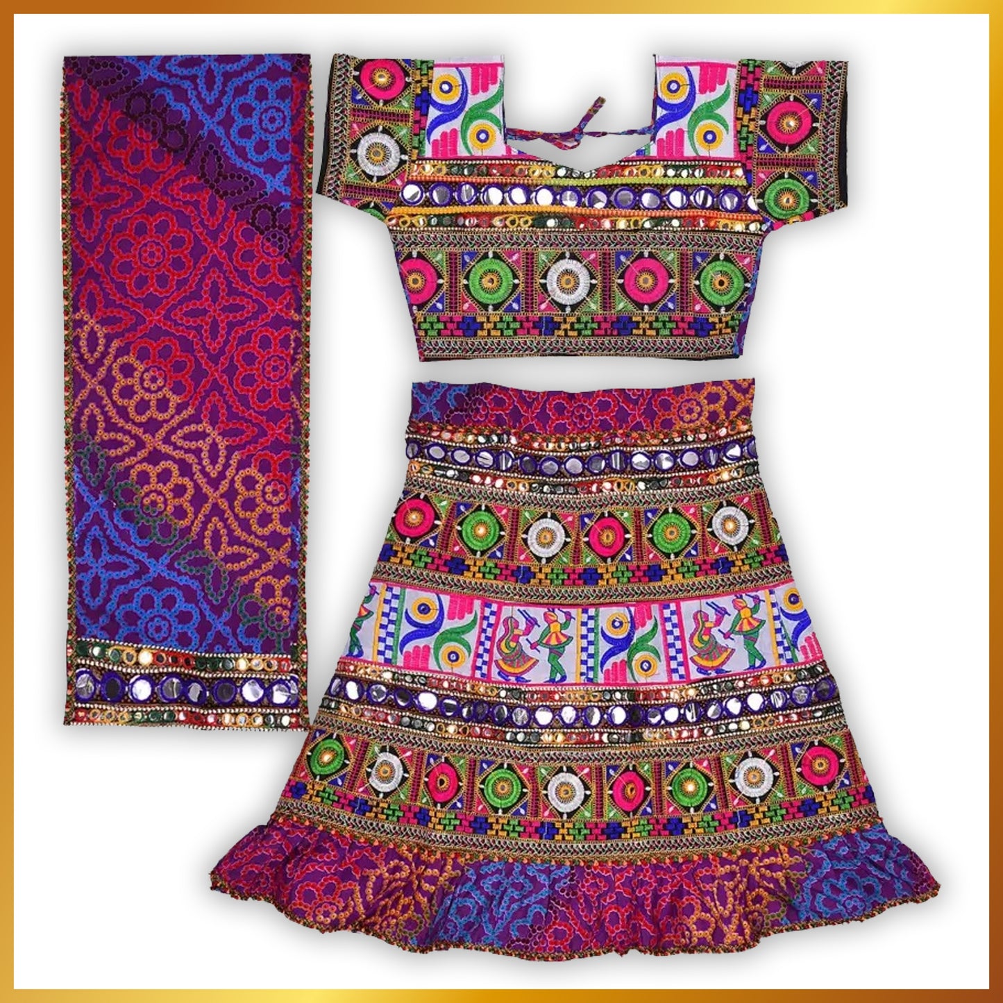 Girls A-line Cotton Lehenga Choli