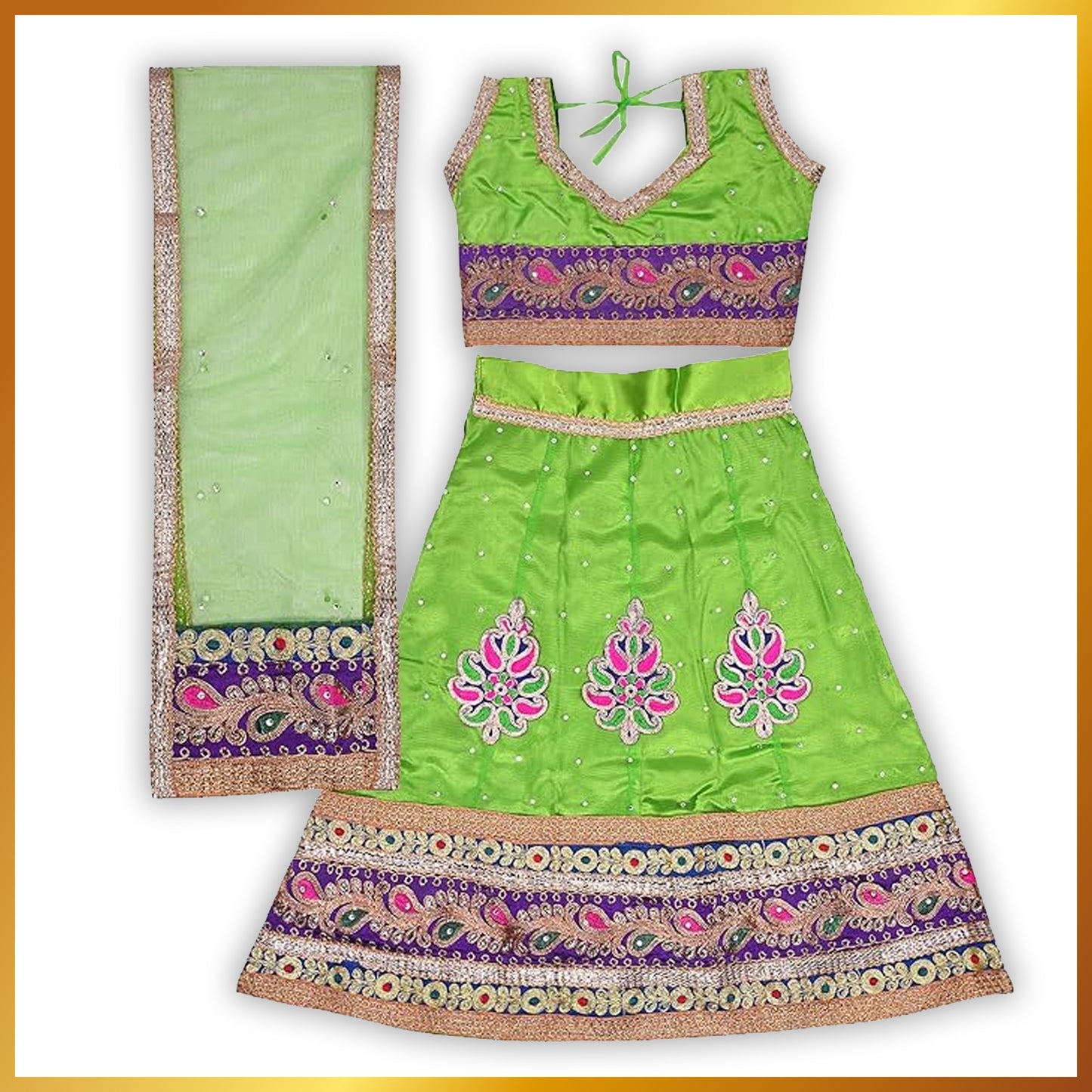 Girls Heavy Beads Work Ghaghara Choli