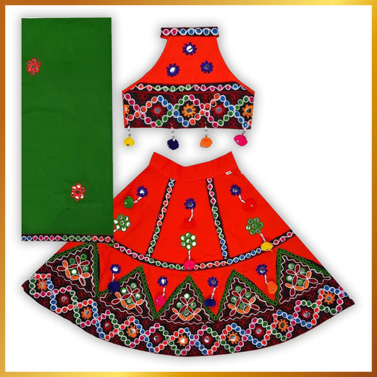 Girls Ethnic Embroidered Stitched Lehenga Choli