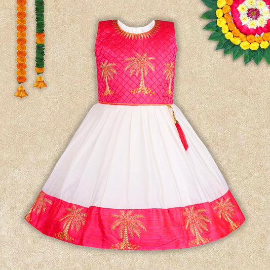 Baby Girls Silk Embroidered Ethnic Frock Dress