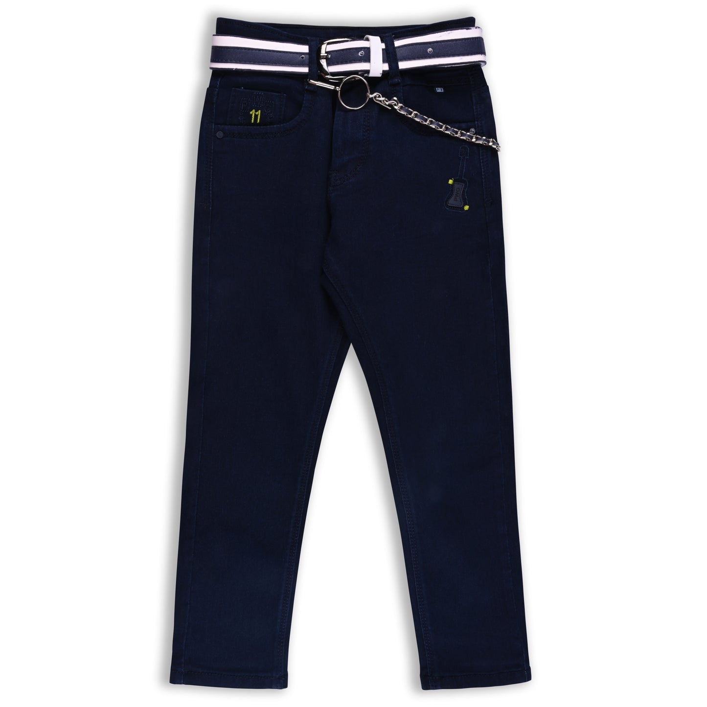 Boys Denim Solid Regular Fit Jeans Comes With Belt