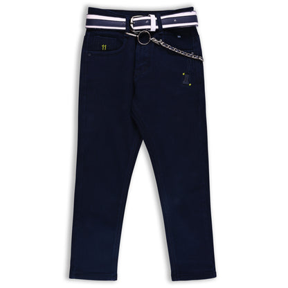 Boys Denim Solid Regular Fit Jeans Comes With Belt