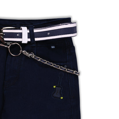 Boys Denim Solid Regular Fit Jeans Comes With Belt