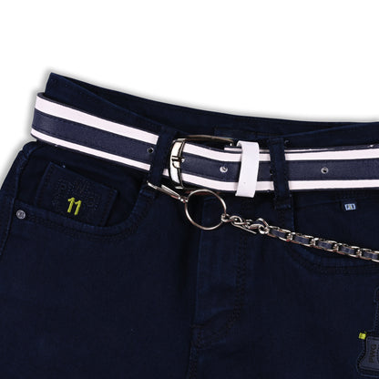 Boys Denim Solid Regular Fit Jeans Comes With Belt