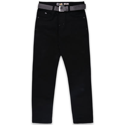 Baby Boys Black Slim/Fit Pants with Belt