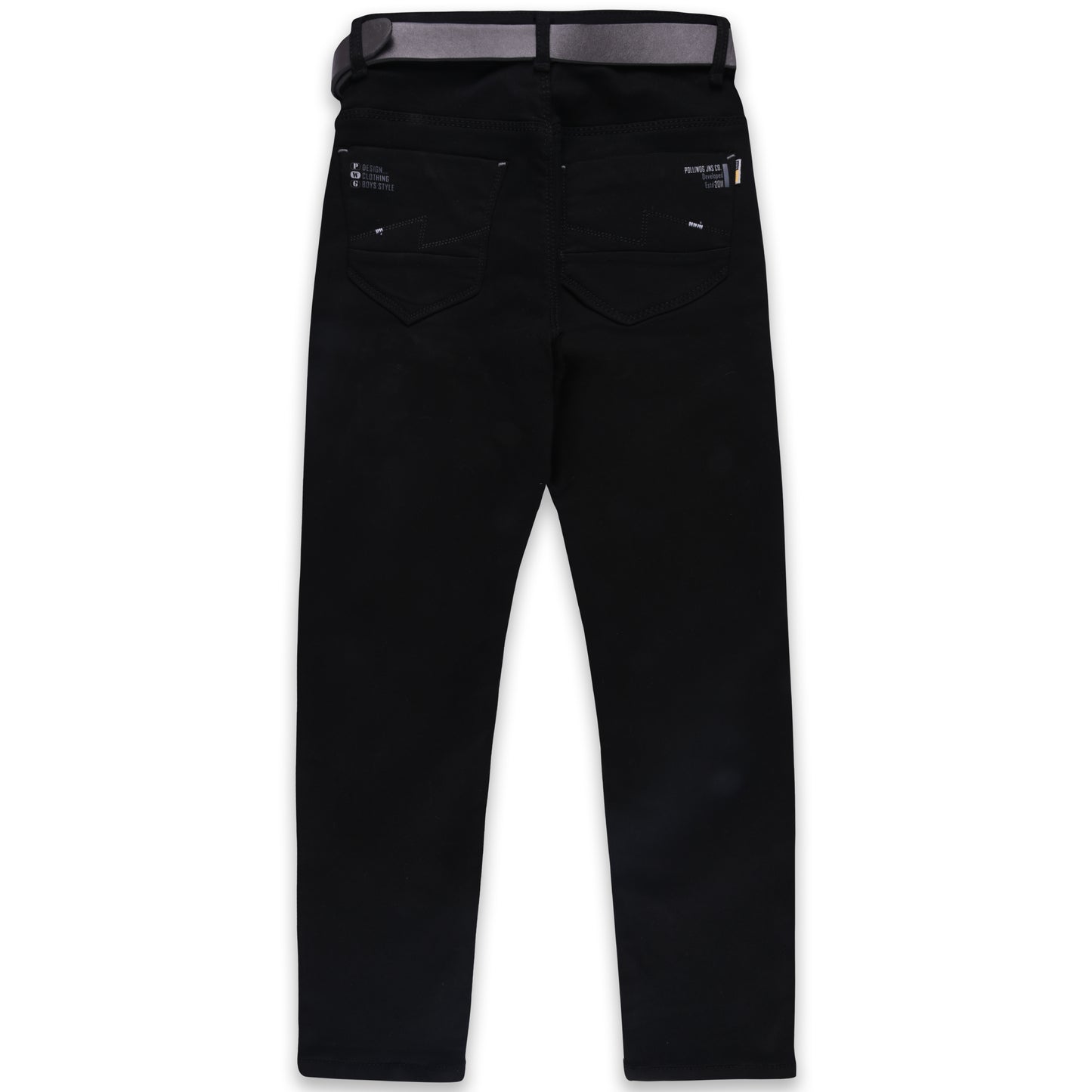 Baby Boys Black Slim/Fit Pants with Belt