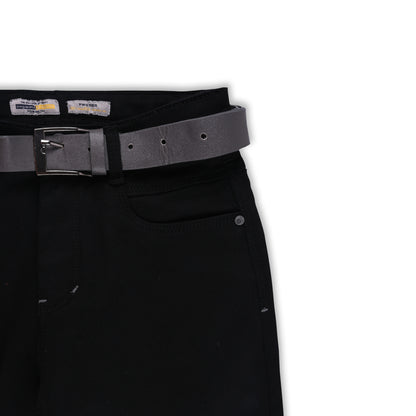 Baby Boys Black Slim/Fit Pants with Belt