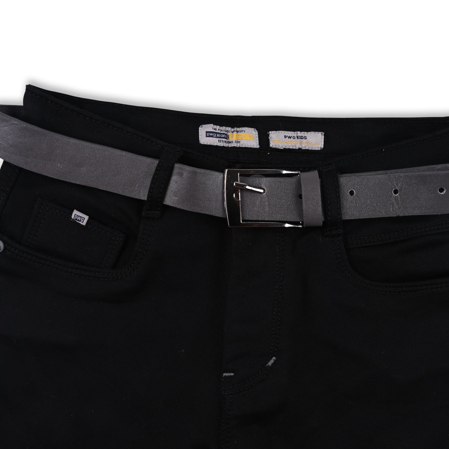 Baby Boys Black Slim/Fit Pants with Belt